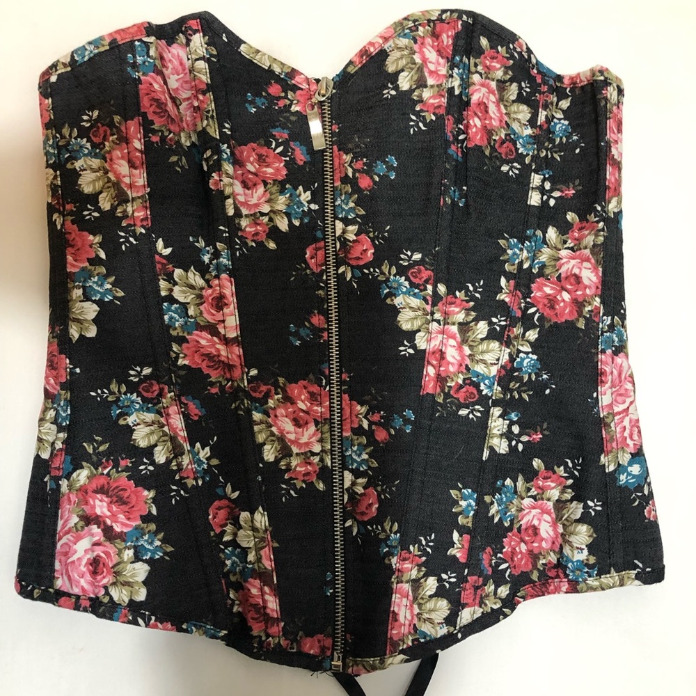 Bustier Floral Large Lace and Zipper Up